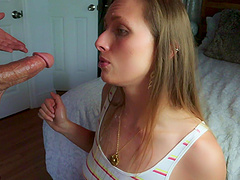 Brunette Layna Landry gets fucked on the bed with passion.