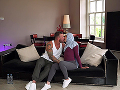 A hot couple enjoys a steamy arabian-themed sex session with Sahara Knite.