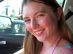 Shaved pussy and natural tits Zoey Zimmer in hot pov action