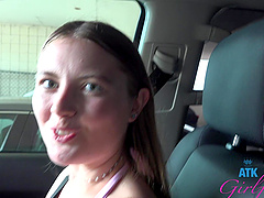 Beautiful woman with natural tits Zoey Zimmer gives a great handjob.