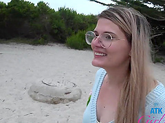 Beautiful woman with long hair gives a very hot handjob.