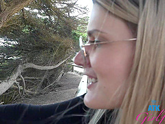 Beautiful woman with long hair seduces her partner and gives him a blowjob.