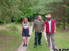 Neeo and brunette have hot clothed sex on the balcony