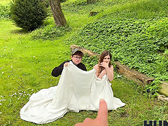 Beautiful wife in a tight dress gives a great blowjob and then has sex in a doggy style position.