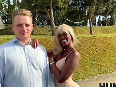 Lexi Luv and Charlie Dean in hot outdoor scene with ball licking and black butt worship.