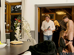 Beautiful blonde gets a rough ride on top