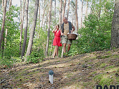 Beautiful blonde gets a facial while giving a blowjob in a hot outdoor scene.