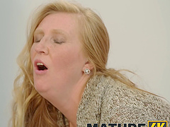 Beautiful long-haired blonde has a hot cfnm experience with a mature couple.