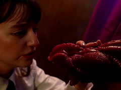 Beautiful brunette Lana Smalls has a nice ass and wears socks.