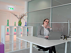 Beautiful woman with long hair gives a blowjob and gets fucked in the ass.