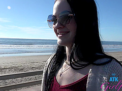 Beautiful woman with glasses, Imani Valor, enjoys hot outdoor sex.