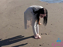 Beautiful woman with glasses, Imani Valor, enjoys hot outdoor sex.