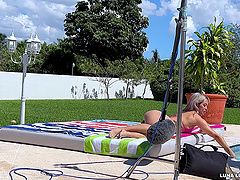 Codey Steele is a hot pornstar with a shaved pussy and she is in action.