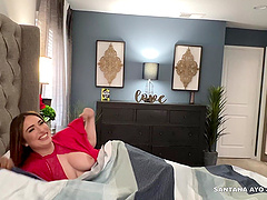 Pornstar with natural tits gets fucked in missionary position.