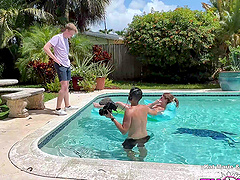 Mom and stepson have a hot and heavy backstage affair.