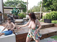 Beautiful brunette gets naughty with glasses on in this backstage scene.