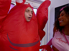 Johnny Love and Skyla Sun in hot interracial threesome scene