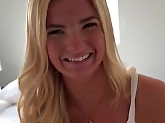 Beautiful long-haired blonde gets clothed sex with a young and energetic partner