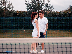 A beautiful brunette enjoys outdoor sex with her lover.