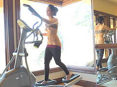 Nicki has natural tits and a shaved pussy while she has long hair.