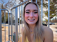 A beautiful long-haired pornstar gives a blowjob and gets cum on her face.