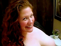 Beautiful brunette gives great blow job and natural tits to enjoy.