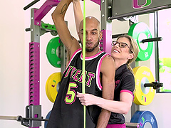 Cory Chase gets her pussy pounded by John Long after a gym session