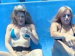 Beautiful milf Lory Lace has an underwater pool sex with a young and hung stud.