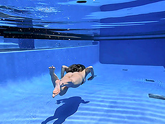 Beautiful brunette milf Cory Chase solo set in the pool.