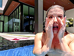 Beautiful brunette milf Cory Chase solo set in the pool.