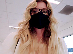 Beautiful milf Cory Chase in glasses, solo play.