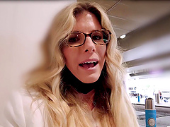 Beautiful milf Cory Chase in glasses, solo play.