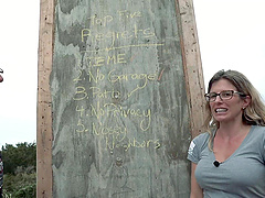 Beautiful woman with glasses Cory Chase in hot outdoor scene.