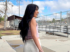 Beautiful brunette gets a facial from Donnie Rock