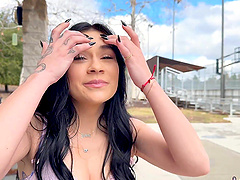 Beautiful brunette gets a facial from Donnie Rock