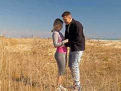 A couple has a quickie with stunning Rubi Vergara, showcasing her long hair.