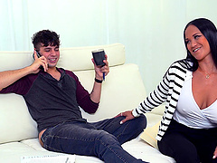 Brunette milf Jazmine Cruz seduced her stepson's friend Kai Jaxon