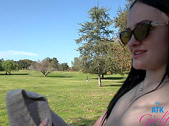 Beautiful brunette Imani Valor having hot sex in a car