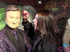 Public affair with a brunette beauty named Julia James