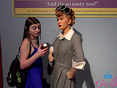 Public affair with a brunette beauty named Julia James