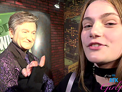 Public romance with a beautiful brunette couple