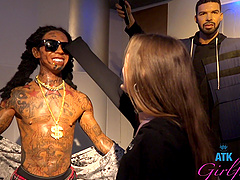 Public romance with a beautiful brunette couple