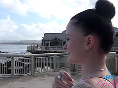 Beautiful brunette gives great blow job in pov video