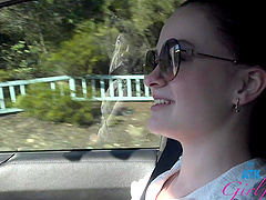 Beautiful woman with glasses gives a great handjob and oral sex.