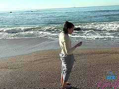 Beautiful brunette Imani Valor and her man have sex in public place.