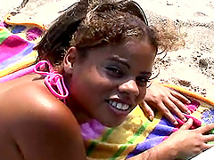 Horny Latina amateur thrilled as she gets oiled then fondled outdoor