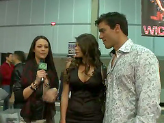 Blonde milf gets her mouth and ass fucked through a gloryhole