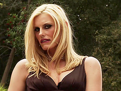 Long-haired blonde gives a great blowjob and then gets fucked by a toy.