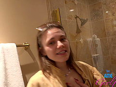 Beautiful woman with glasses has sex in her car