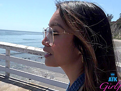 Jade Kimiko is a hot asian babe with glasses and she has a shaved pussy.